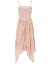 Lace Hanky Hem Prom Dress, Pink (PINK), large