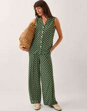 Daisey Geometric Wide Leg Pants, Green (KHAKI), large