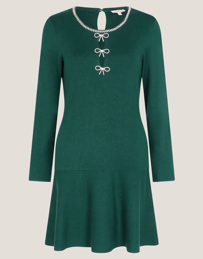 Brit Sparkle Bow Knit Dress, Teal (TEAL), large