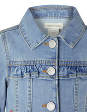 Baby Freya Denim Jacket with Floral Embroidery, Blue (BLUE), large
