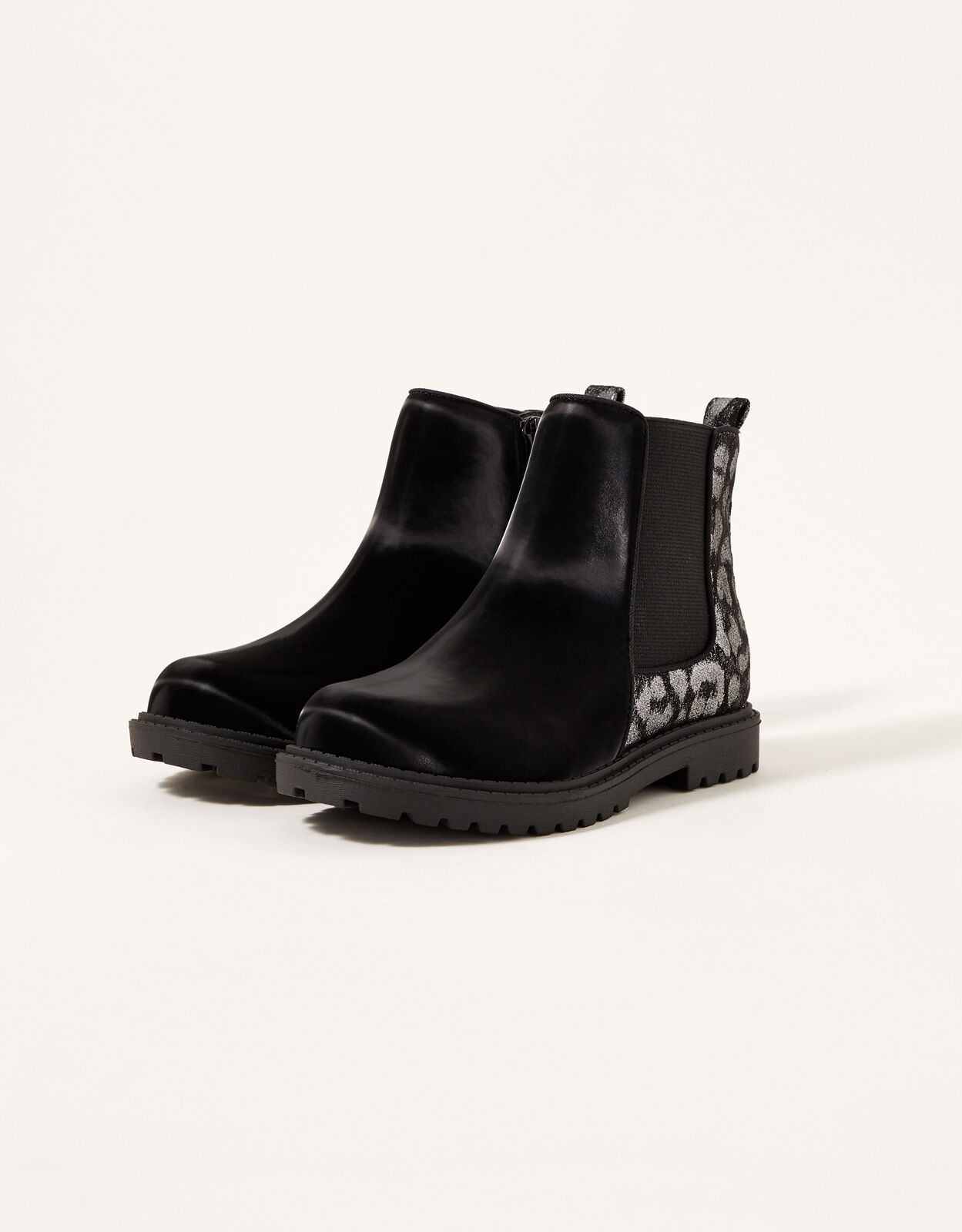 Metallic Animal Chelsea Boots Black