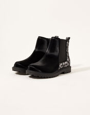 Metallic Animal Chelsea Boots, Black (BLACK), large
