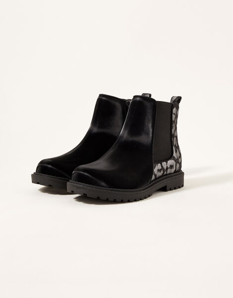 Metallic Animal Chelsea Boots Black, Black (BLACK), large