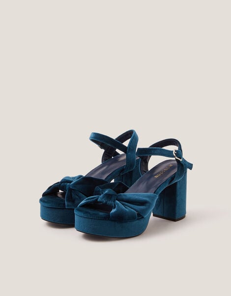 Nola Velvet Platform Heels, Teal (TEAL), large