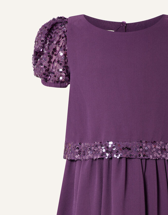 Sequin Trim Dress, Purple (PURPLE), large