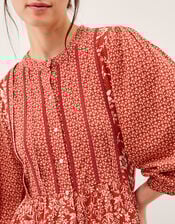 Palmer Floral Jersey Midi Dress, Red (RED), large