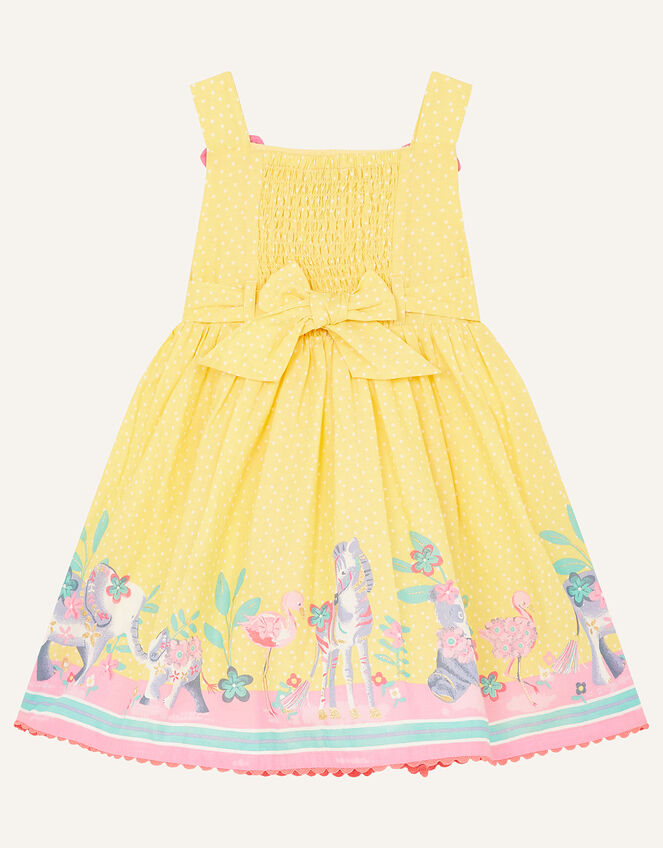 Baby Animal Border Dress, Yellow (YELLOW), large