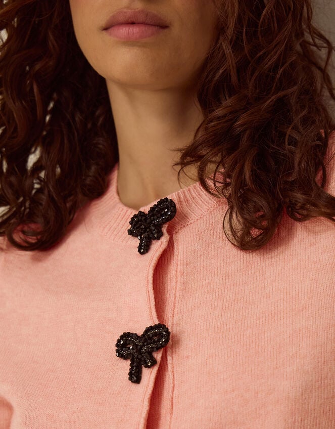 Bonny Beaded Bow Cardigan, Pink (BLUSH), large