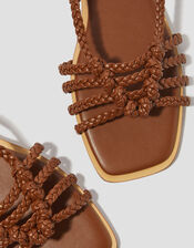 Haf Metallic Braided Sandals, Tan (TAN), large