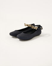 Leorah Glitter Butterfly Ballerina Flats, Blue (NAVY), large
