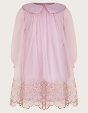 Vanessa Tulle Collar Swing Dress, Pink (PINK), large