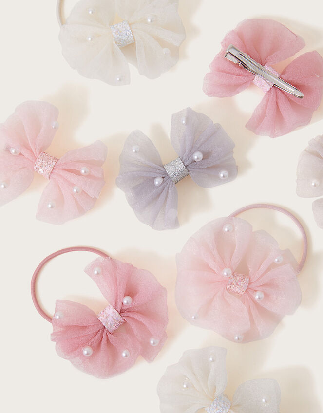 Pearl Tutu Bow Hair Set 8 Pack, , large