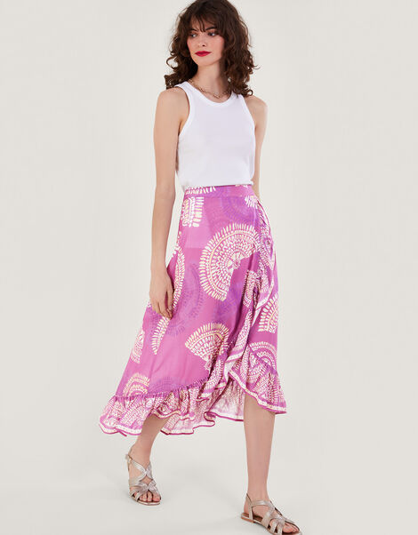 Mock Wrap Skirt in LENZING™ ECOVERO™, Purple (LILAC), large