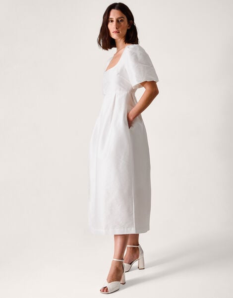 Sloane Short Sleeve Midi Wedding Dress, Ivory (IVORY), large