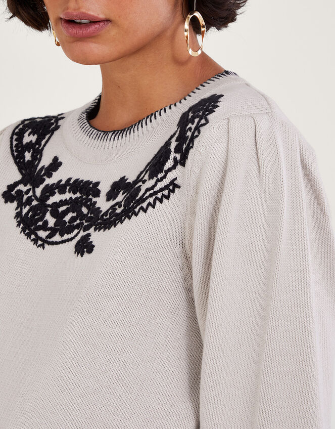 Paisley Embroidered Jumper, Ivory (IVORY), large
