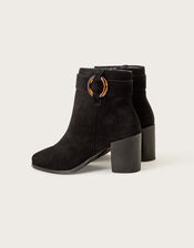 Block Heel Suede Buckle Boots, Black (BLACK), large