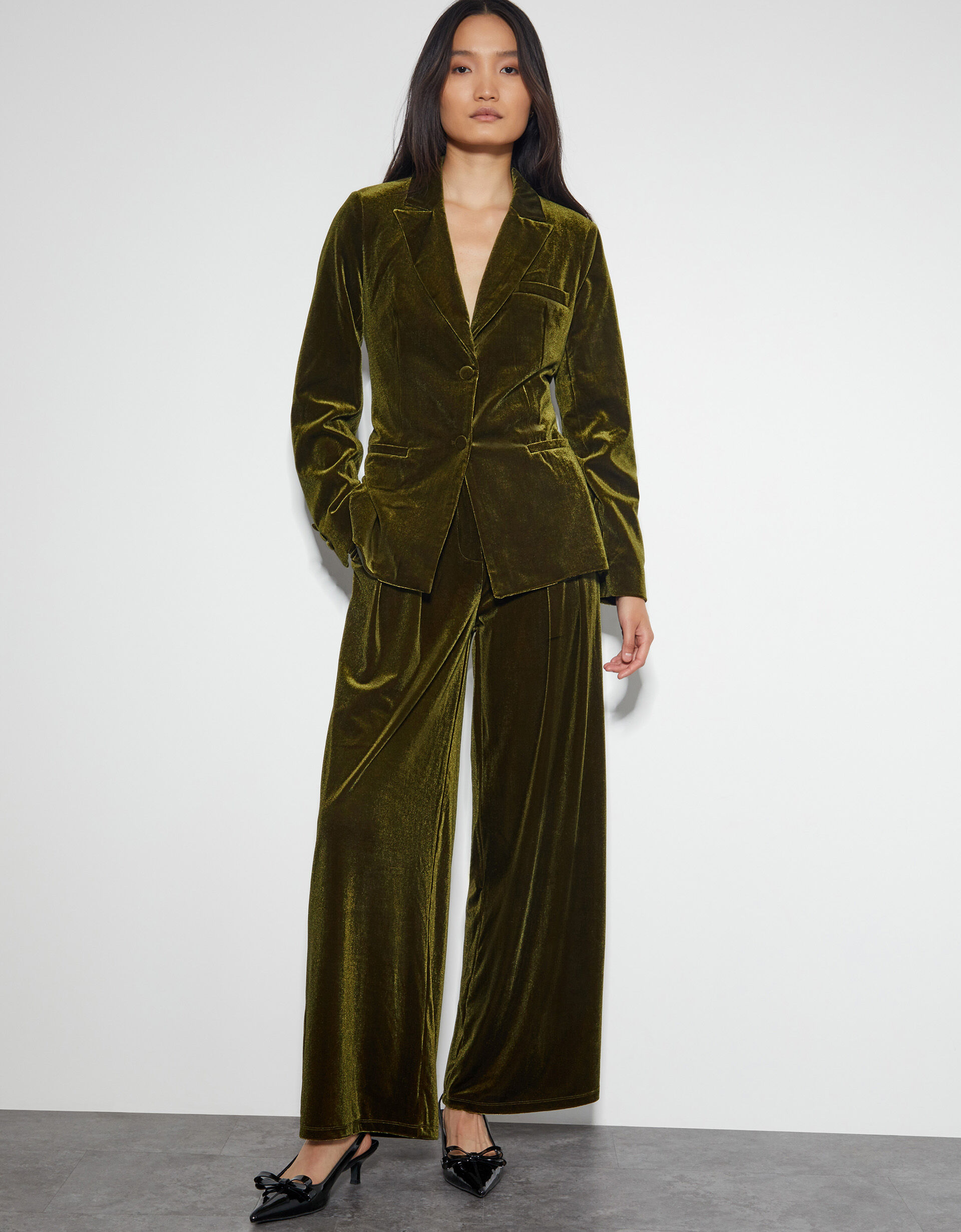 Olive green velvet jacket shop