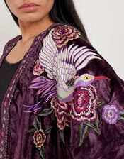 East Ariel Embroidered Velvet Jacket, Purple (PURPLE), large