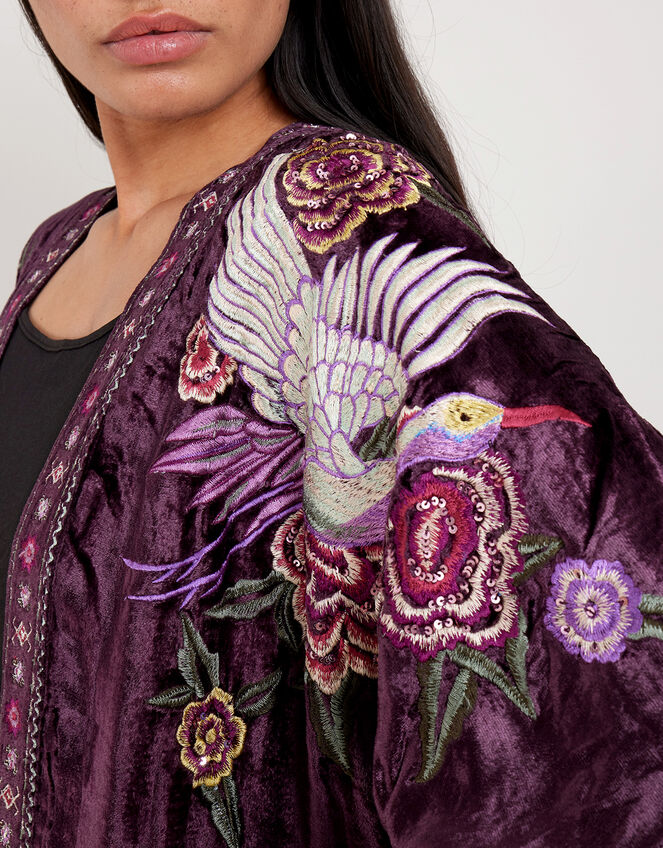 East Ariel Embroidered Velvet Jacket, Purple (PURPLE), large