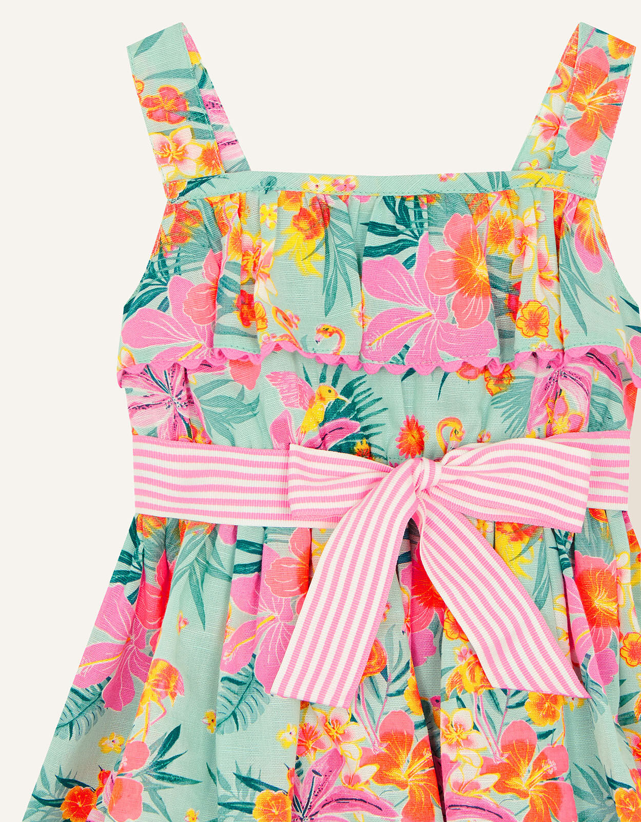 Baby Tropical Flamingo Dress Blue