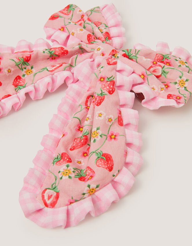 Strawberry Gingham Bow Hair Clip, , large