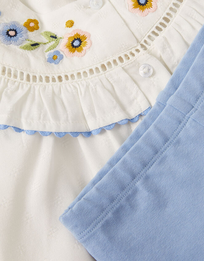 Baby Embroidered Blouse & Leggings Set, Ivory (IVORY), large