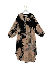 One Hundred Stars Darcy Crane Print Tunic Dress, Black (BLACK), large