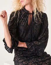 Deyla Sparkle Devor&eacute; Jersey Midi Dress, Black (BLACK), large