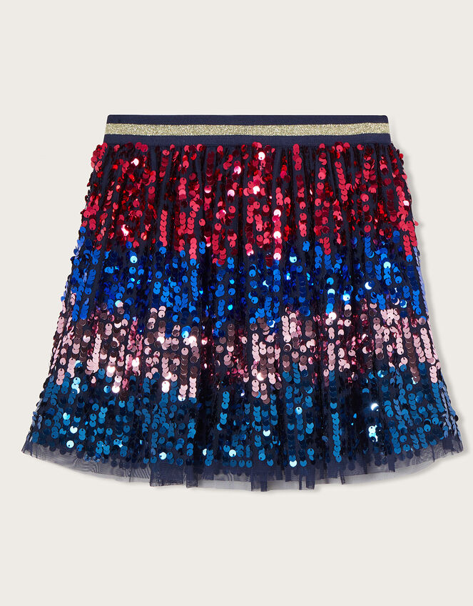 Sequin Zig-Zag Skirt, Blue (BLUE), large