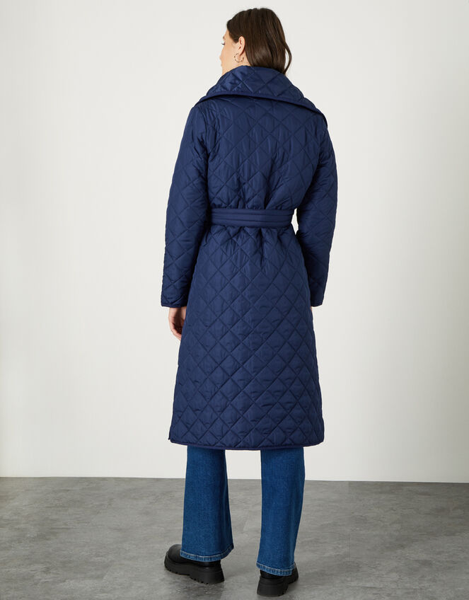 Stella Quilted Padded Coat in Recycled Polyester, Blue (NAVY), large