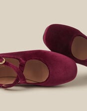 Dana Velvet Mary Jane Ballet Flats , Red (BURGUNDY), large