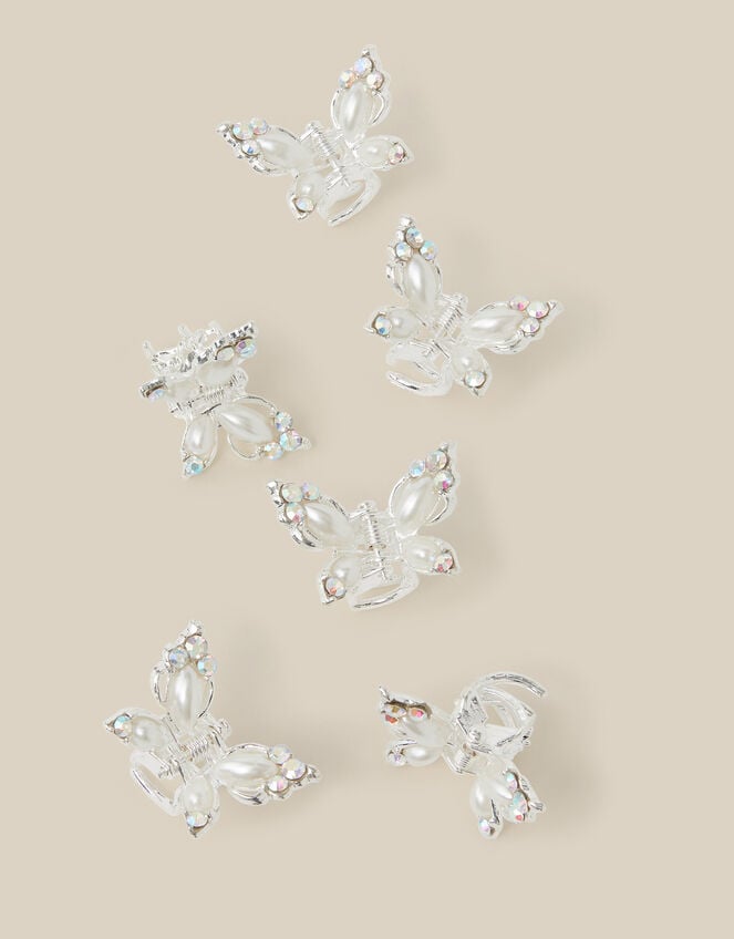 6-Pack Bridesmaid Butterfly Claw Clips, Silver (SILVER), large