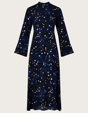 Astrid Foil Print Midi Dress in Sustainable Viscose, Blue (COBALT), large