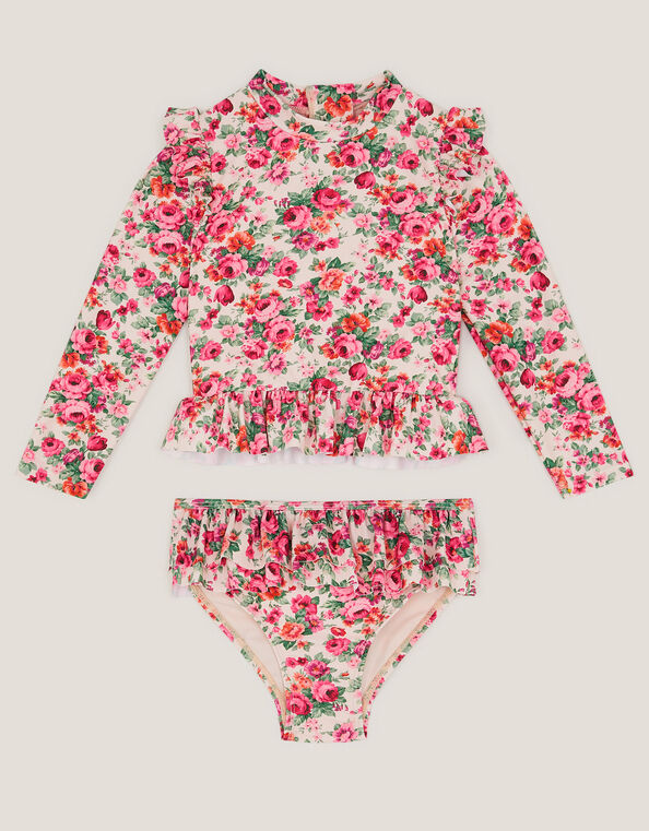 Floral UPF50+ Long Sleeve Swim Set, Pink (PINK), large