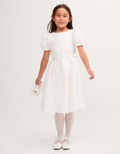 Josie Embellished Puff Sleeve Party Dress, Ivory (IVORY), large