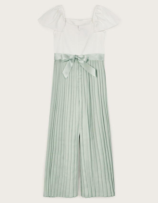 Satin Pleated Jumpsuit, Green (GREEN), large