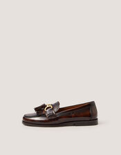 Harley Fringe Patent Loafers, Brown (BROWN), large