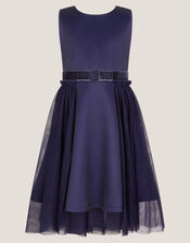 Lucille Scuba Bow Party Dress, Blue (NAVY), large