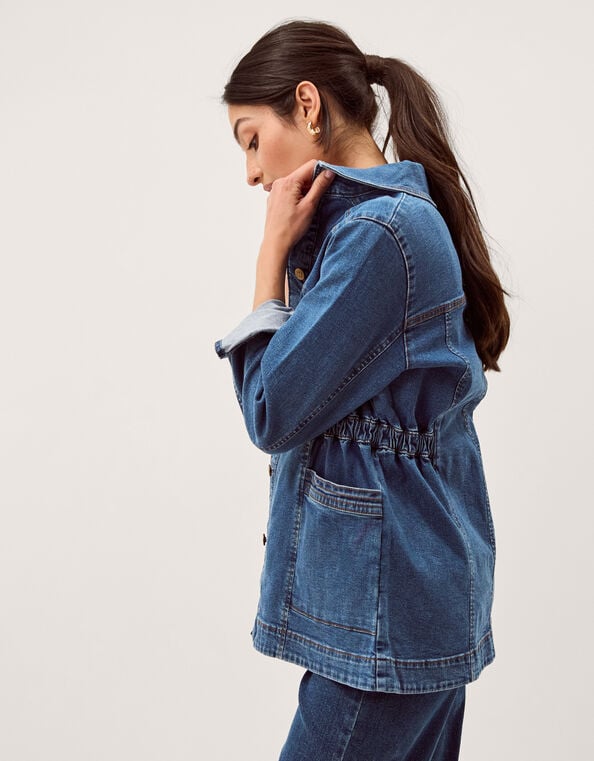 Mabel Longline Denim Jacket, Blue (MID AUTHENTIC BLUE), large