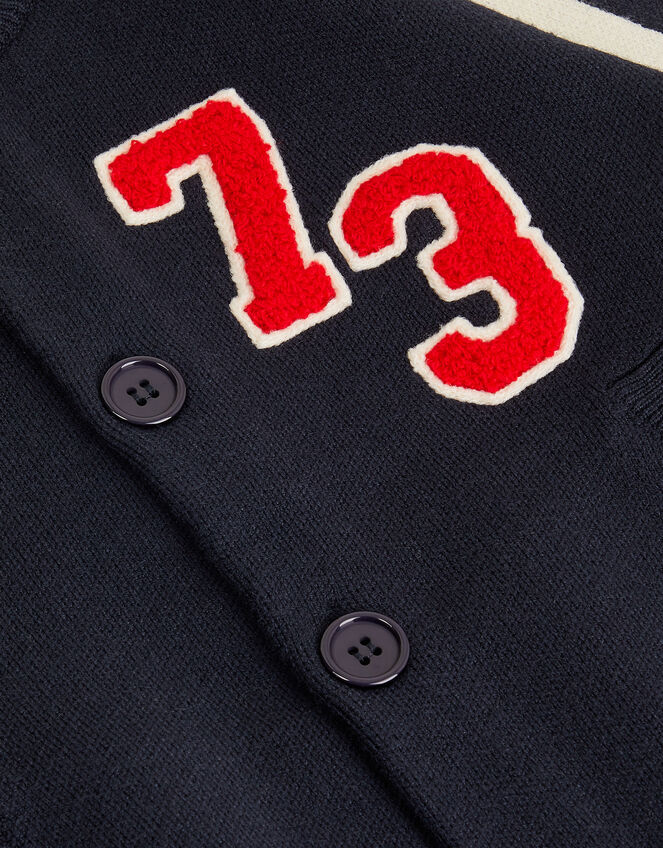 Varsity Knitted Bomber Jacket, Blue (NAVY), large