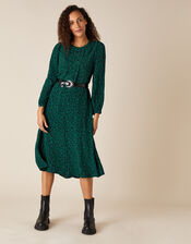 Animal Print Midi Dress in LENZING™ ECOVERO™, Green (DARK GREEN), large