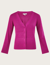 V-Neck Ribbed Cardigan, Pink (PINK), large