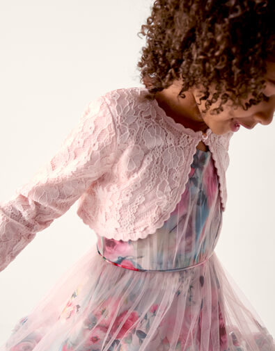 Emilia Lace Scallop Cardigan, Pink (PINK), large