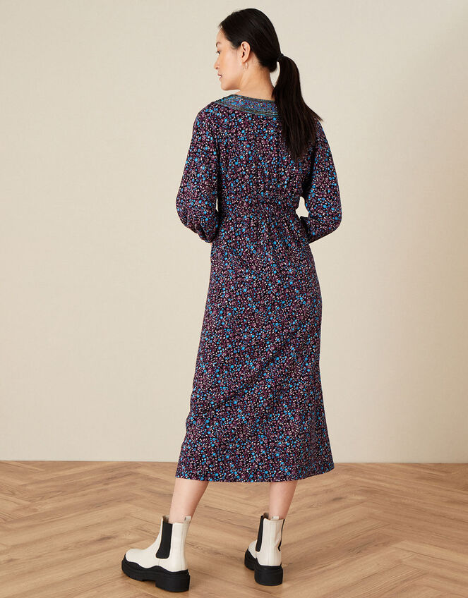 Delilah Dolman Embroidered Dress , Blue (NAVY), large