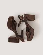 Nola Twist Knot Velvet Platform Heels, Brown (CHOCOLATE), large