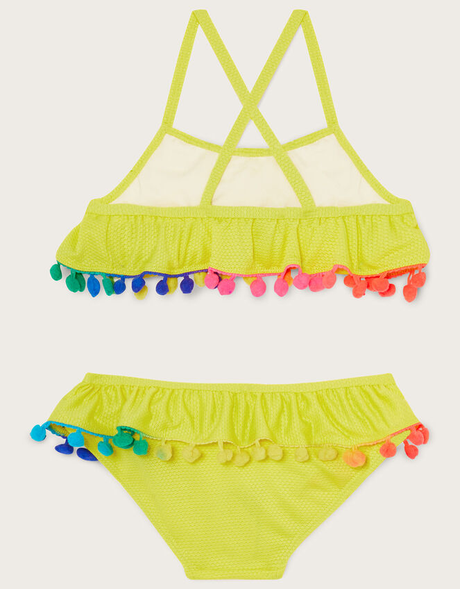 Pom-Pom Trim Bikini Set, Yellow (YELLOW), large