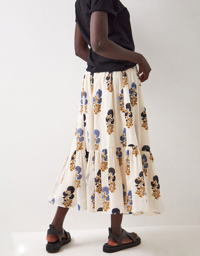 East Lucy Floral Midi Skirt, Blue (BLUE), large