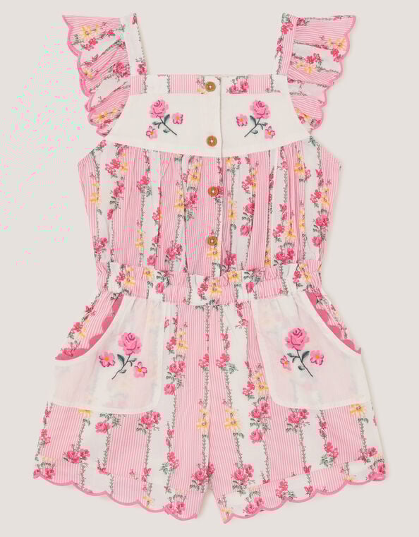 Floral Stripe Romper, Pink (PINK), large