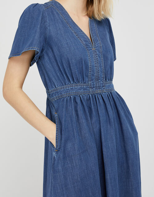 Denim Midi Dress in LENZING™ TENCEL™ Blue | Casual & Day Dresses ...