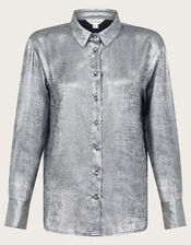 Mia Metallic Shirt, Silver (SILVER), large